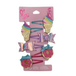 Claires Girls Glitter Hair Clips Set Ice Cream Bow Donut